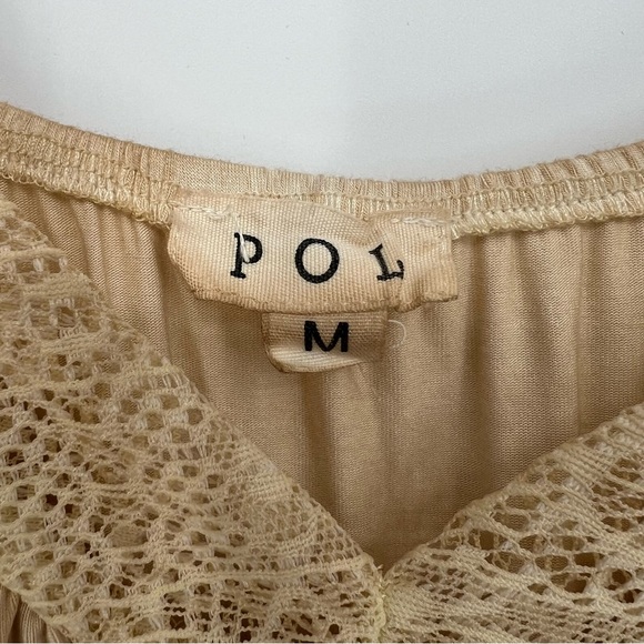 POL Womens Sleeveless Tank Top Camisole Beige Neutral Lace Ruffle Adjustable NEW - Picture 11 of 13